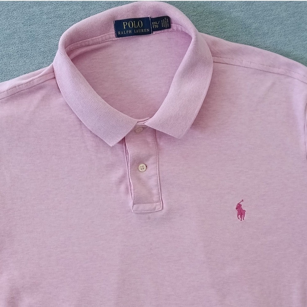 Polo Ralph Lauren Mens XXL Pink Short Sleeve Cotton Polo Shirt Embroidered Logo